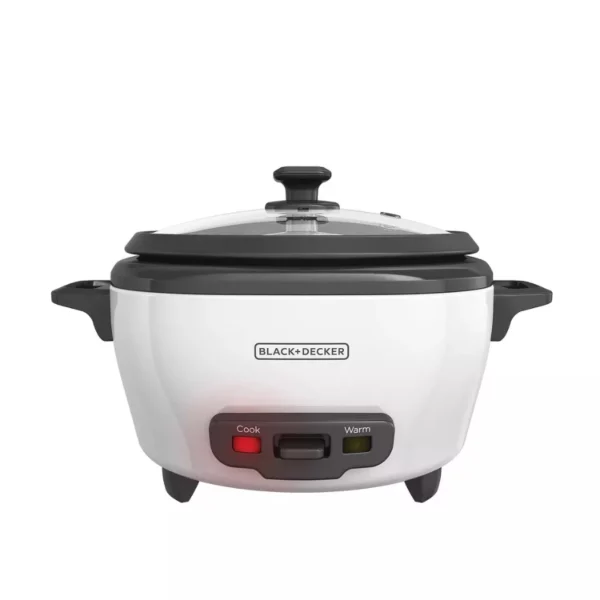 BLACKDECKER 6-Cup Rice Cooker with Steaming Basket – Nonstick Removable Pot & Auto Keep-Warm