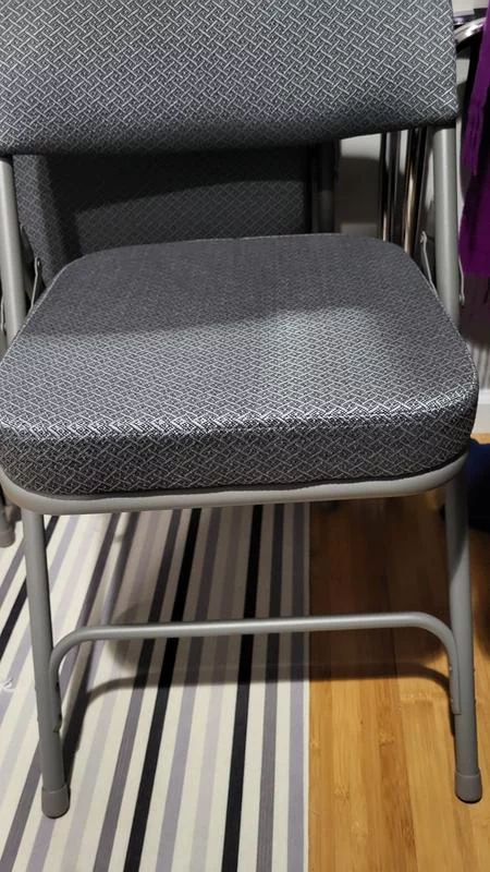 Set of 2 Curved Triple-Braced Folding Chairs – Navy Fabric Metal Seats with Double Hinged Design photo review