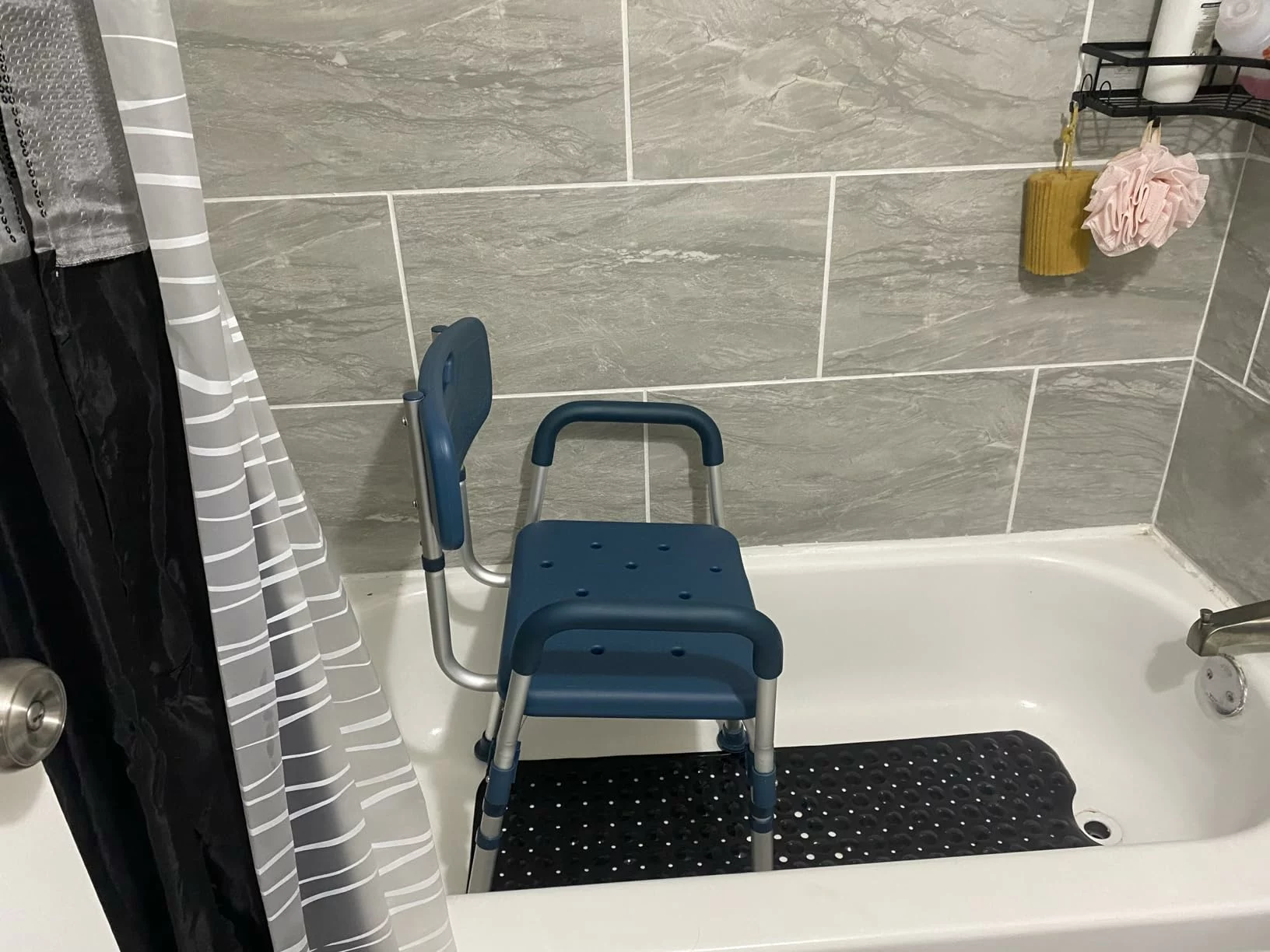 Quick Release Teal Shower Chair – 300 lb Capacity with Back and Arm Support for Safety and Comfort photo review