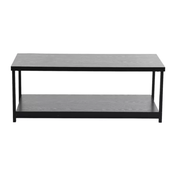 2-Tier Rectangular Coffee Table – Modern Living Room Table with Open Storage Shelves