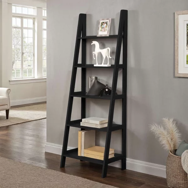 Linon 5-Tier Bookshelf – Modern, Sturdy & Space-Saving Storage for Home or Office