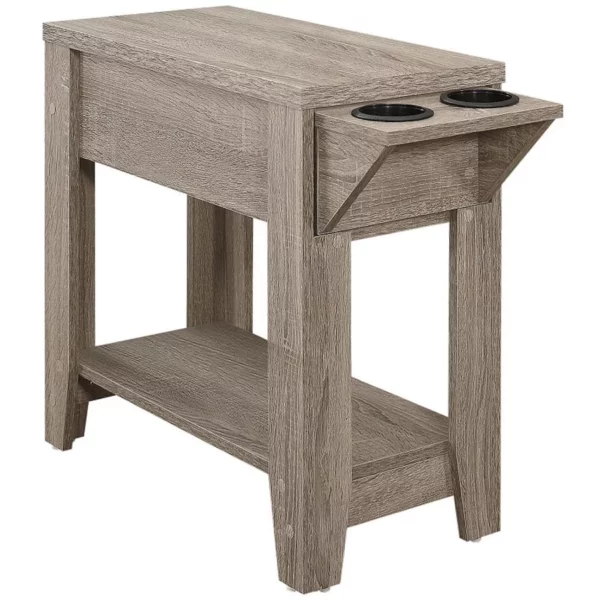 Modern End Table with Built-In Cupholder – Compact Accent Table for Living Room or Bedroom