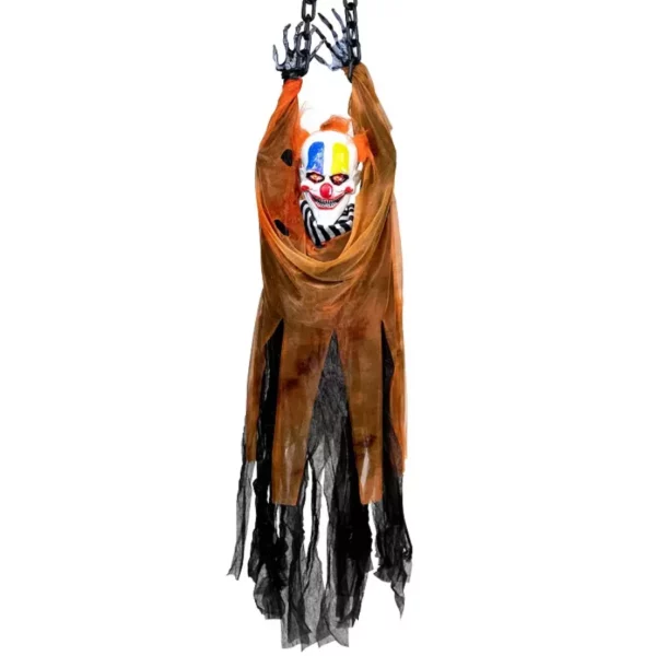 46-In LED Lighted Sound-Activated Clown – Creepy Animated Halloween Decoration for Indoor or Outdoor Display