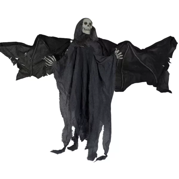 50-In LED Lighted Animated Winged Grim Reaper – Terrifying Halloween Decoration for Indoor or Outdoor Display