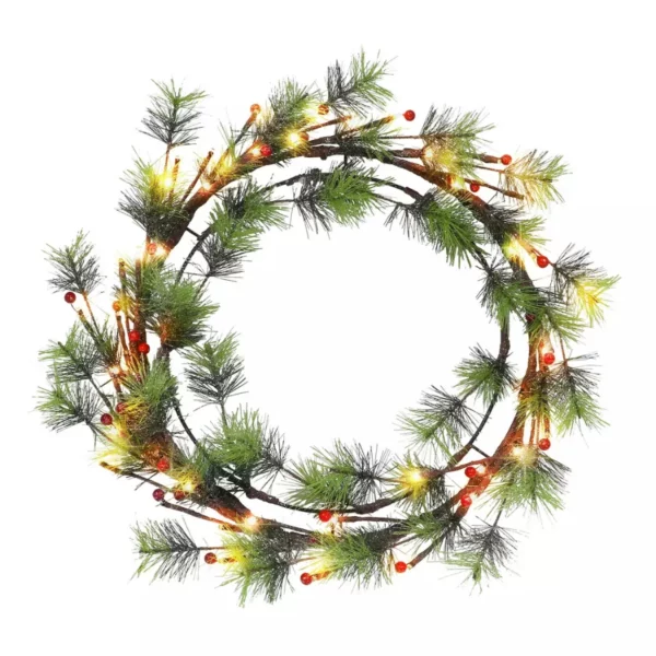 Puleo International Pre-Lit Glittery Artificial Christmas Wreath – Sparkling Holiday Decor