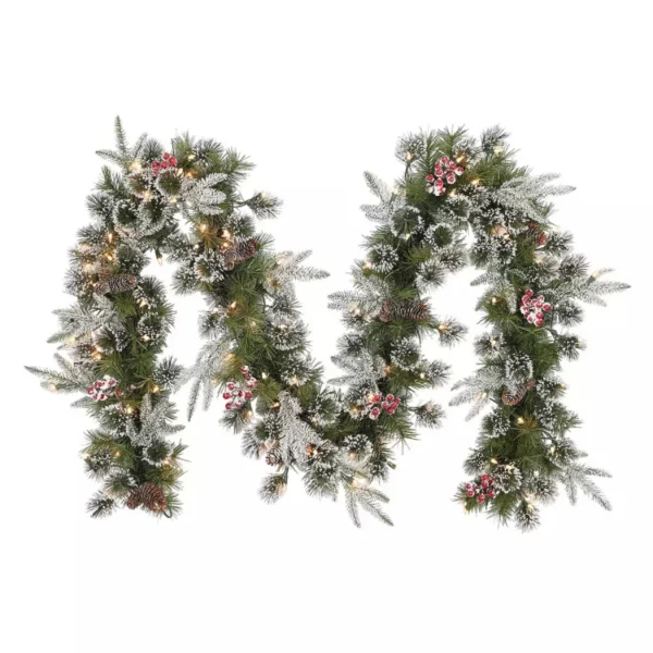 Puleo International Pre-Lit 9-Ft x 10-In Decorated Christmas Garland with 100 Lights