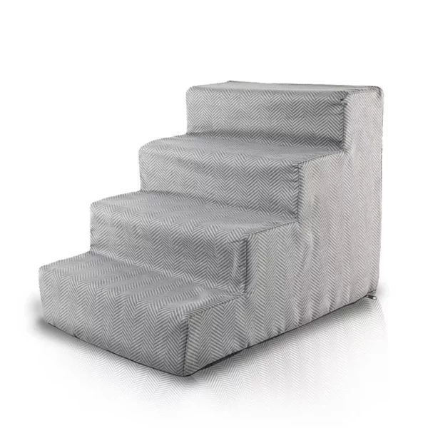 Striped High-Density Foam 4-Step Pet Stairs – Safe and Comfortable Steps for Dogs and Cats