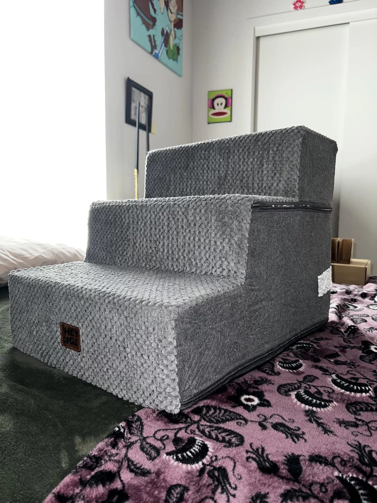 Striped High-Density Foam 4-Step Pet Stairs – Safe and Comfortable Steps for Dogs and Cats photo review