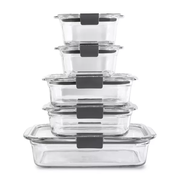 Rubbermaid Brilliance 10-pc Glass Food Storage Set – Airtight Containers for Kitchen Organization