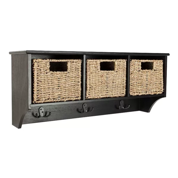 Finley 3-Tier Hanging Wall Rack with Baskets – Space-Saving Decorative Storage Organizer