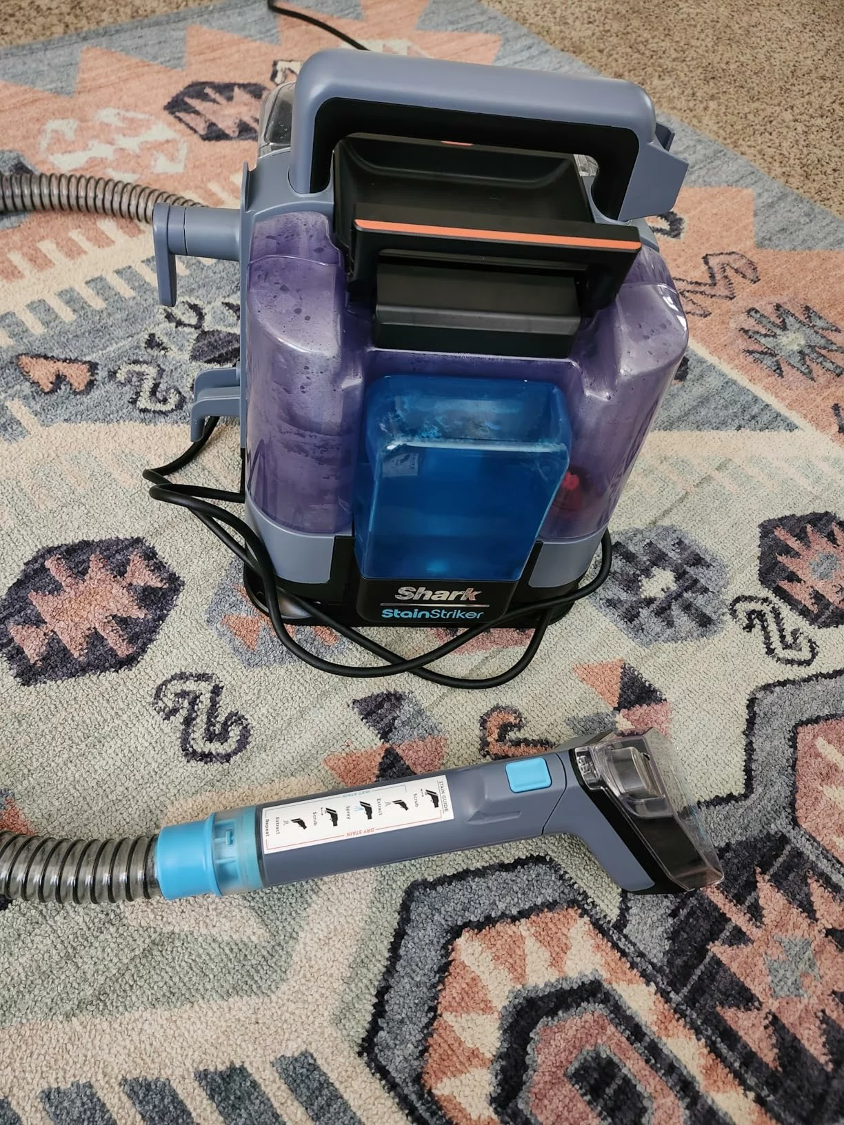 Click to view full screen StainStriker PX201 Portable Carpet and Upholstery Cleaner – Spot & Stain Remover with 3 Attachments for Pets, Carpets, Rugs & Cars – Instant Odor Elimination photo review