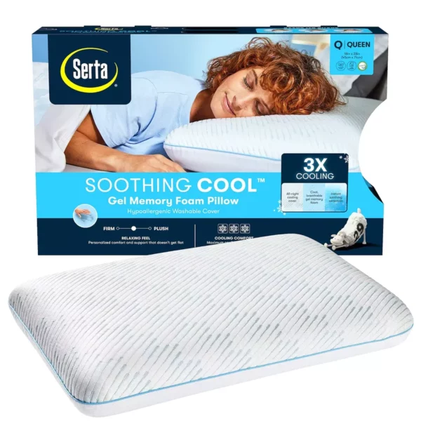 Serta Soothing Cool Gel Memory Foam Pillow – Supportive, Cooling & Comfortable Sleep