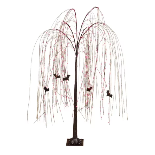 5 Ft LED Black Willow Tree Floor Decor – Elegant Lighted Halloween and Seasonal Decoration