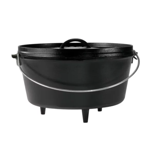 Lodge 8-Quart Deep Cast Iron Camp Dutch Oven – Pre-Seasoned, Flanged Lid, Integral Legs, Bail Handle