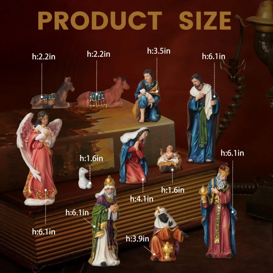 TOETOL Nativity Sets for Christmas Indoor 5.9 Inch Tall Set of 13 Pieces Nativity Scene Tabletop Res - 03 TOETOL Nativity Sets for Christmas Indoor 5.9 Inch Tall Set of 13 Pieces Nativity Scene Tabletop Res 03
