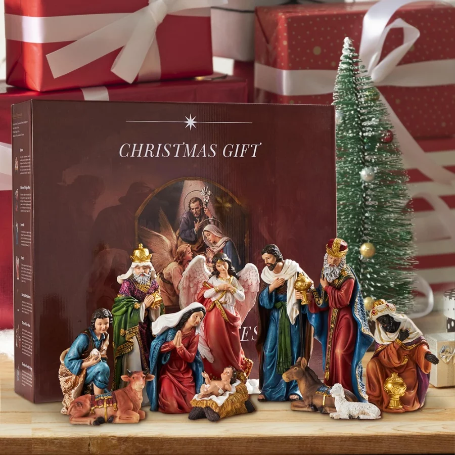 TOETOL Nativity Sets for Christmas Indoor 5.9 Inch Tall Set of 13 Pieces Nativity Scene Tabletop Res - 06 TOETOL Nativity Sets for Christmas Indoor 5.9 Inch Tall Set of 13 Pieces Nativity Scene Tabletop Res 06