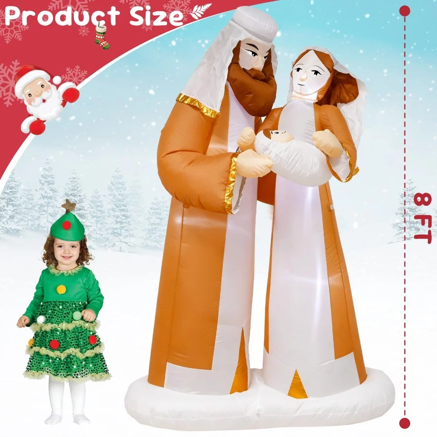 TRMESIA 8 Feet Jesus Birth Decoration Indoor Outdoor Inflatable Nativity Scene with LED Lights, Chri - 03 TRMESIA 8 Feet Jesus Birth Decoration Indoor Outdoor Inflatable Nativity Scene with LED Lights Chri 03