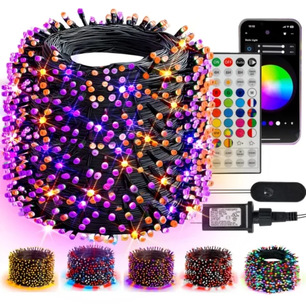 TW SHINE 328FT Smart RGB Christmas String Lights – 1000 Color Changing Waterproof Lights with App Remote Timer for Xmas Decor
