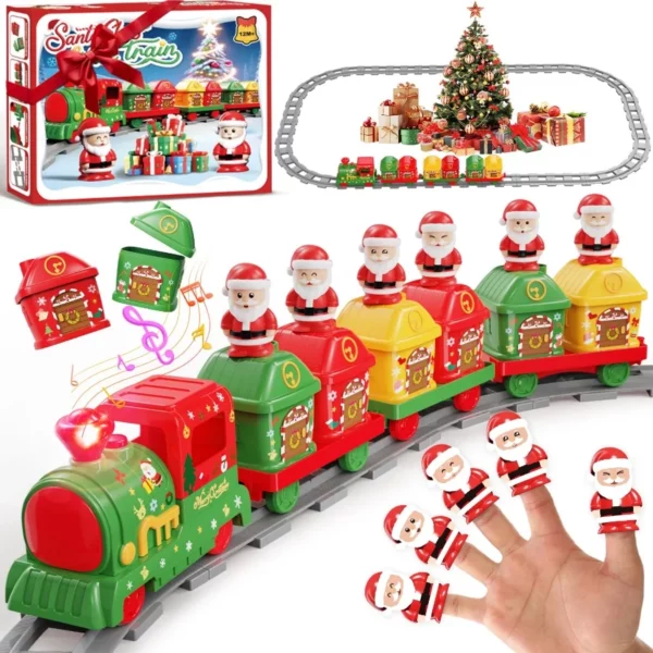 Christmas Train Set For Around The Tree Musical Light-Up Train With Tracks & Barn, Toddler Toy Gift For Boys & Girls 1-4