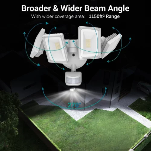 USTELLAR 100W 10000LM LED Security Lights Motion Sensor Outdoor Remote Control 4 Heads LED Flood Li 04