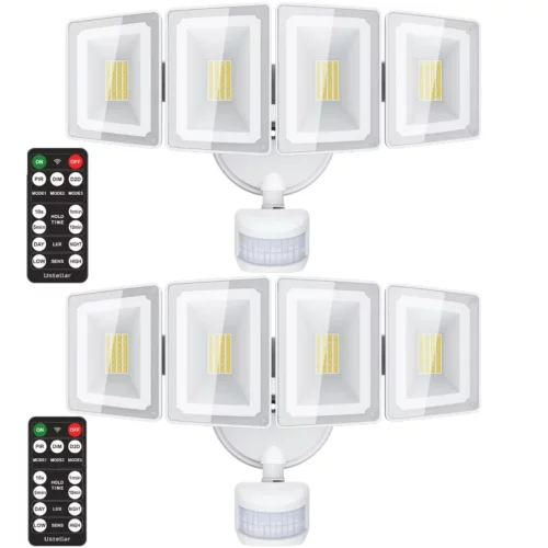 USTELLAR 100W 10000LM LED Security Lights Motion Sensor Outdoor Remote Control 4 Heads LED Flood Li 08