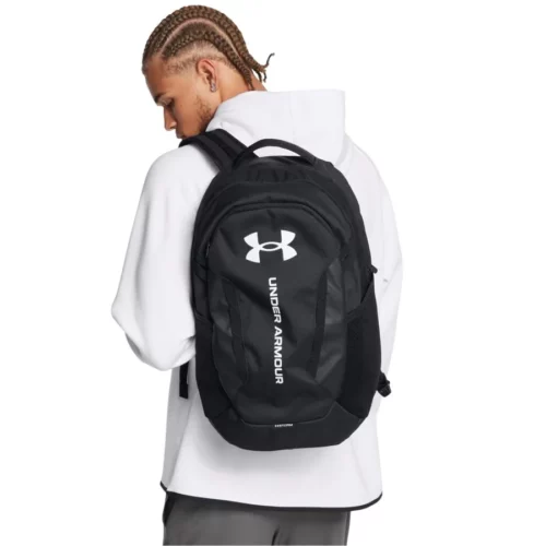 Under Armour Hustle 6.0 Backpack – Unisex Adult Durable Water Resistant Bag with Laptop Sleeve BlackWhite One Size 1