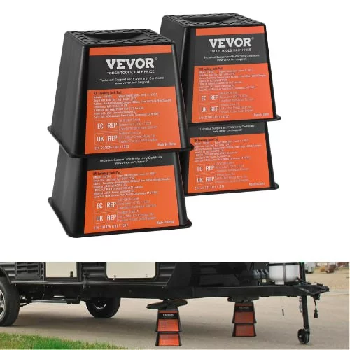 VEVOR Heavy Duty RV Trailer Jack Blocks 4 Pack 6000 lbs Each Camper Stabilizer Leveling Blocks for Tongue Jack Post Wheels Accessories
