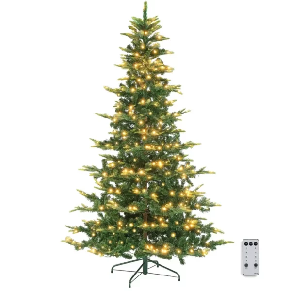 6FT Pre-Lit Artificial Christmas Tree by VINGLI, Multicolor LED Lights, Realistic PE PVC Branches with Metal Stand for Indoor Outdoor Holiday Decor