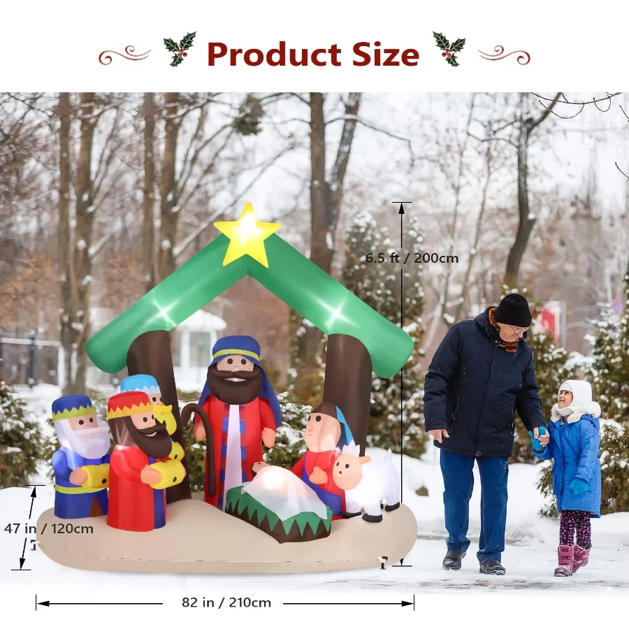 VINGLI Lighted Inflatable Christmas Decoration 7FT (Nativity) - 03 VINGLI Lighted Inflatable Christmas Decoration 7FT Nativity 03