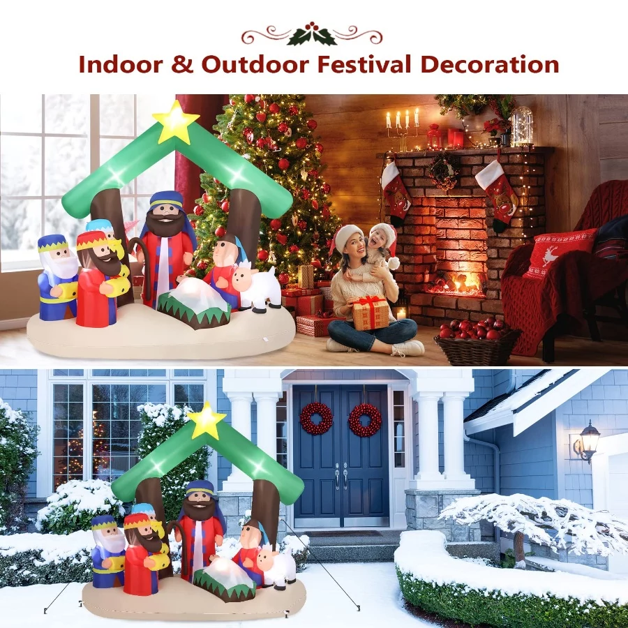 VINGLI Lighted Inflatable Christmas Decoration 7FT (Nativity) - 04 VINGLI Lighted Inflatable Christmas Decoration 7FT Nativity 04