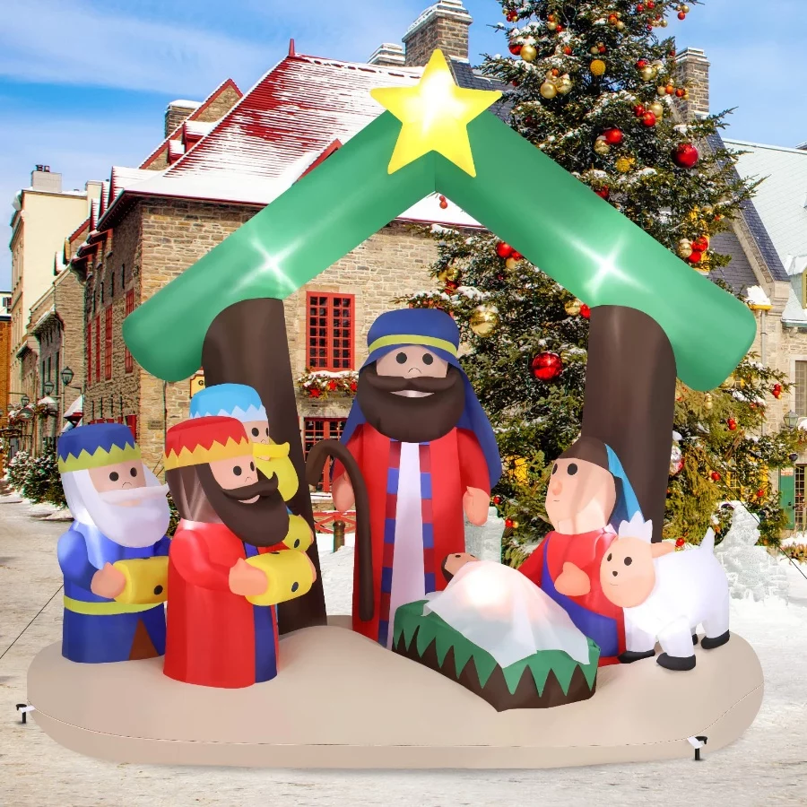 VINGLI Lighted Inflatable Christmas Decoration 7FT (Nativity) - 07 VINGLI Lighted Inflatable Christmas Decoration 7FT Nativity 07