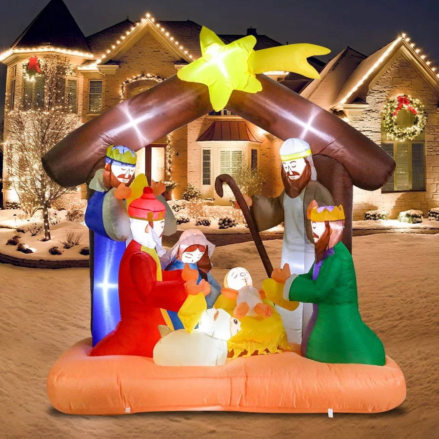 Vigdur Christmas Nativity Scene Outdoor, 6FT Christmas Inflatables Nativity Sets with LED Lights, Bl - 04 Vigdur Christmas Nativity Scene Outdoor 6FT Christmas Inflatables Nativity Sets with LED Lights Bl 04