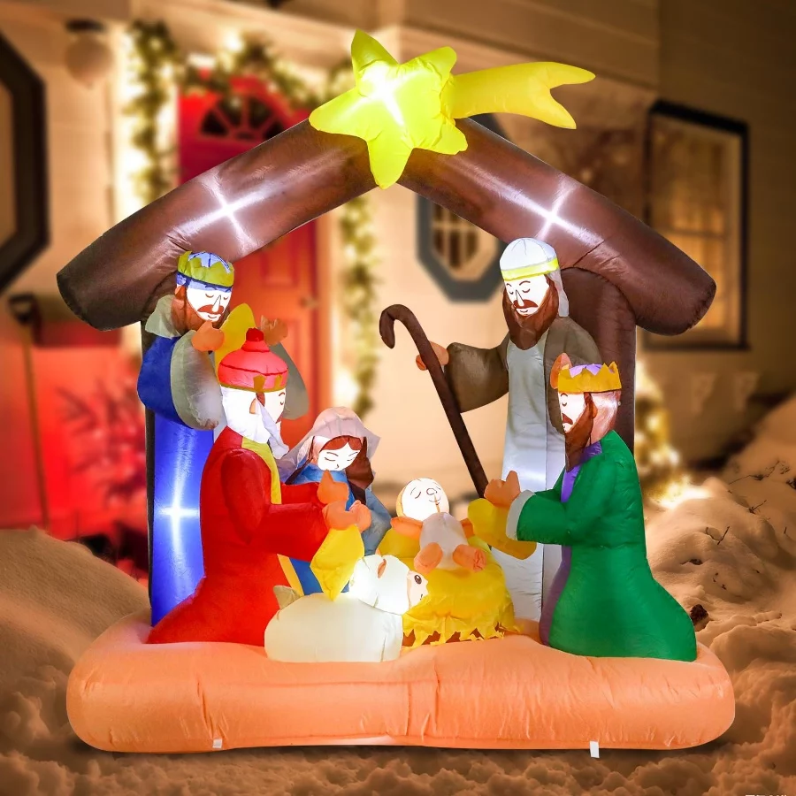 Vigdur Christmas Nativity Scene Outdoor, 6FT Christmas Inflatables Nativity Sets with LED Lights, Bl - 06 Vigdur Christmas Nativity Scene Outdoor 6FT Christmas Inflatables Nativity Sets with LED Lights Bl 06