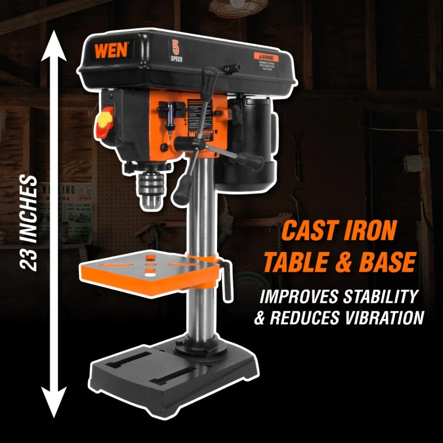 WEN 2.3-Amp 8-Inch 5-Speed Cast Iron Benchtop Drill Press (4206T) - 02 WEN 2.3 Amp 8 Inch 5 Speed Cast Iron Benchtop Drill Press 4206T 02