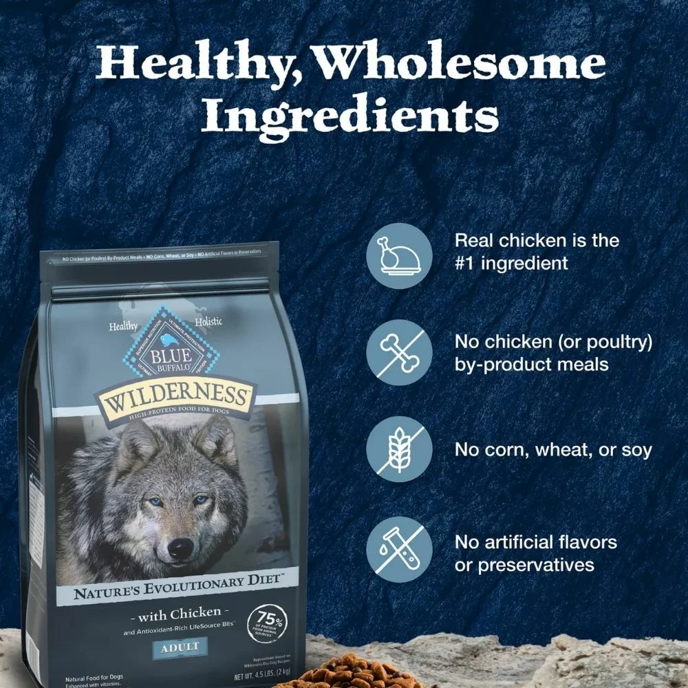 Wilderness Adult Dry Dog Food – Chicken Recipe for High Protein Energy and Lean Muscle Support (6) Wilderness Adult Dry Dog Food – Chicken Recipe for High Protein Energy and Lean Muscle Support 6