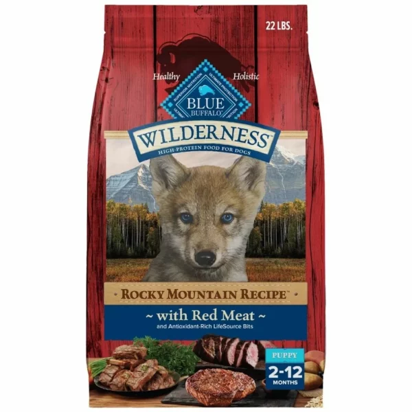 Wilderness Rocky Mountain Puppy Dry Dog Food – Red Meat Recipe for Healthy Growth and Muscle Development, 22 lb Bag