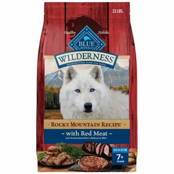 Wilderness Rocky Mountain Senior 7 Plus Dry Dog Food – Red Meat Recipe for Strength and Joint Support, 22 lb Bag