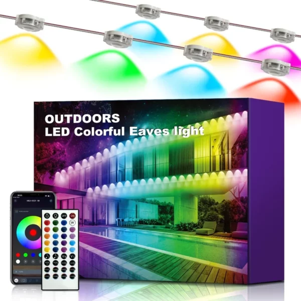 XINKAITE Smart Permanent Outdoor RGB+IC Lights 100FT, IP67 Waterproof LED with APP & Remote Control, 16M DIY Colors for Holiday, Christmas, House Decor