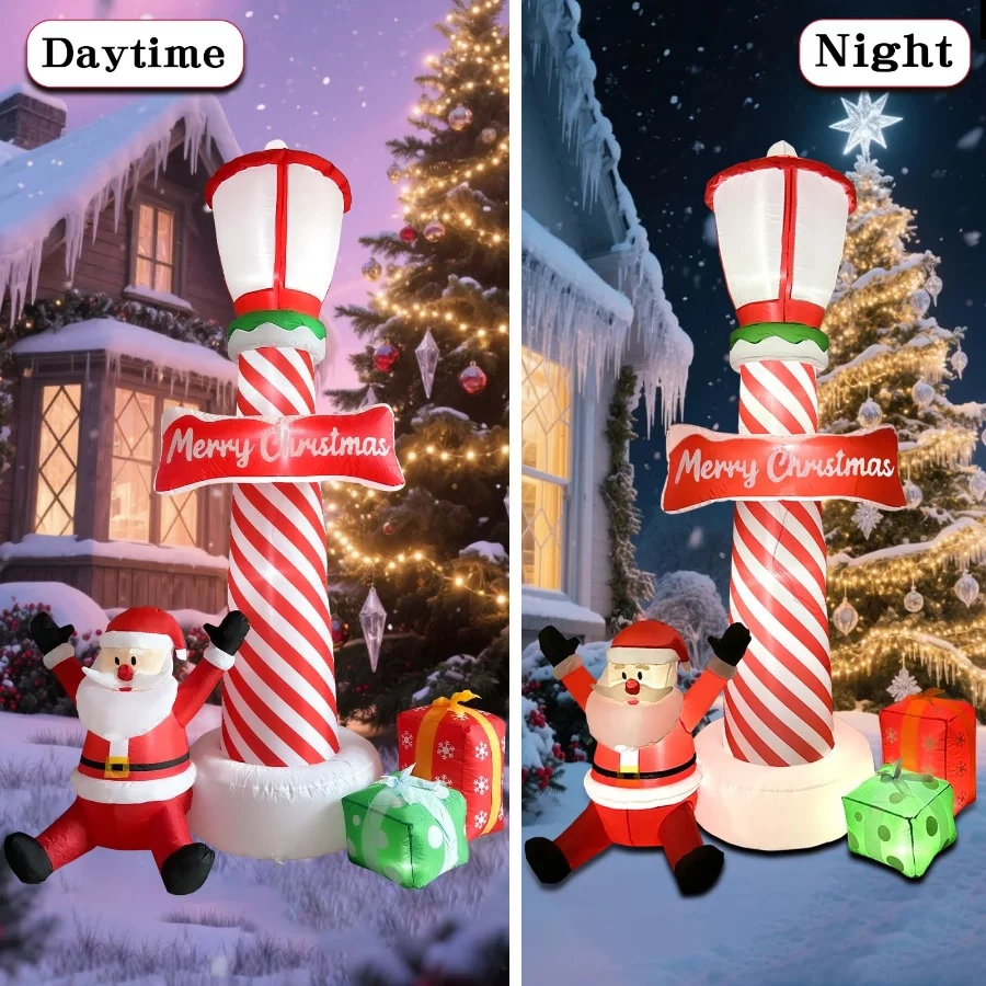ZXSWONLY 8.1ft Christmas Inflatable Lighthouse with Santa Claus and Gift Box, Christmas Inflatable L - 03 ZXSWONLY 8.1ft Christmas Inflatable Lighthouse with Santa Claus and Gift Box Christmas Inflatable L 03