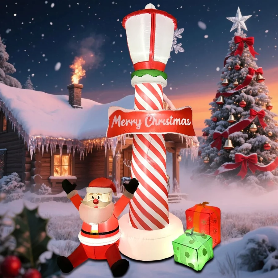 ZXSWONLY 8.1ft Christmas Inflatable Lighthouse with Santa Claus and Gift Box, Christmas Inflatable L - 04 ZXSWONLY 8.1ft Christmas Inflatable Lighthouse with Santa Claus and Gift Box Christmas Inflatable L 04