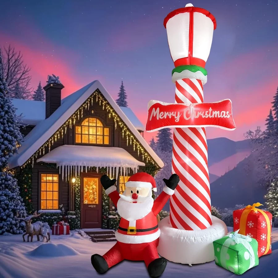 ZXSWONLY 8.1ft Christmas Inflatable Lighthouse with Santa Claus and Gift Box, Christmas Inflatable L - 06 ZXSWONLY 8.1ft Christmas Inflatable Lighthouse with Santa Claus and Gift Box Christmas Inflatable L 06