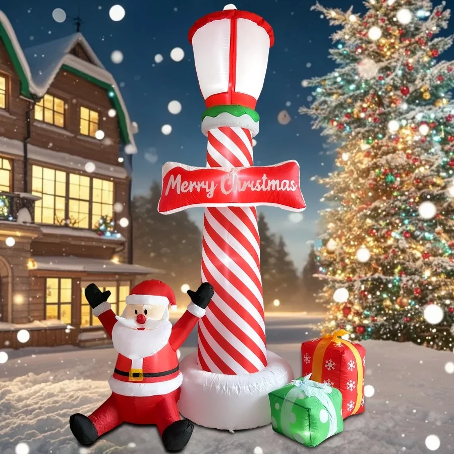 ZXSWONLY 8.1ft Christmas Inflatable Lighthouse with Santa Claus and Gift Box, Christmas Inflatable L - 07 ZXSWONLY 8.1ft Christmas Inflatable Lighthouse with Santa Claus and Gift Box Christmas Inflatable L 07