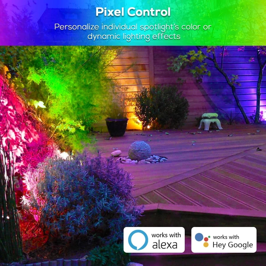 ZYAN 4 Pack 24W Smart Landscape Lights, Color Changing, Compatible with Alexa - 05 ZYAN 4 Pack 24W Smart Landscape Lights Color Changing Compatible with Alexa 05