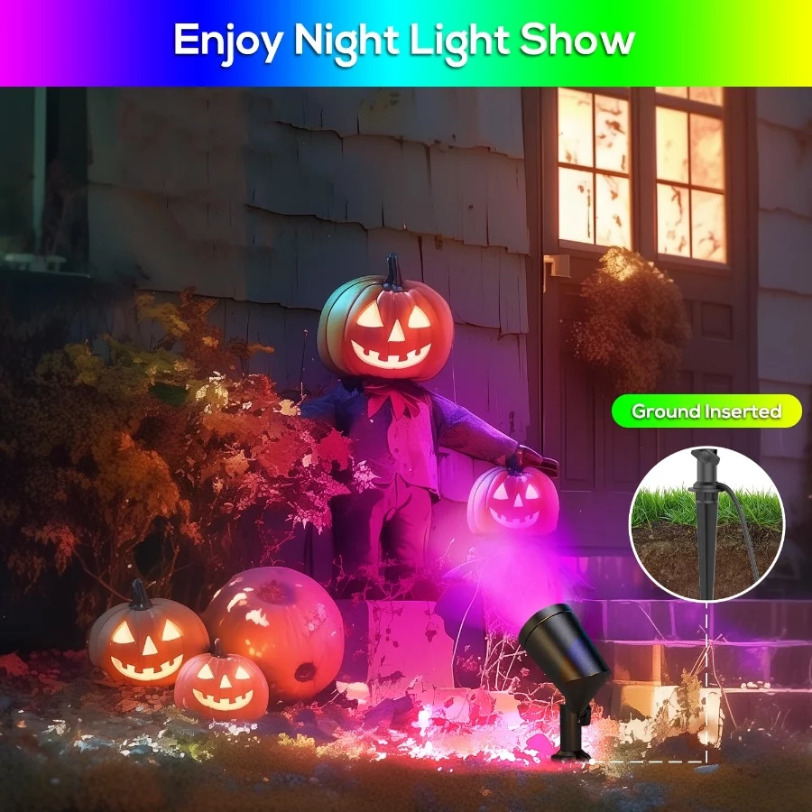 ZYAN 4 Pack 24W Smart Landscape Lights, Color Changing, Compatible with Alexa - 06 ZYAN 4 Pack 24W Smart Landscape Lights Color Changing Compatible with Alexa 06