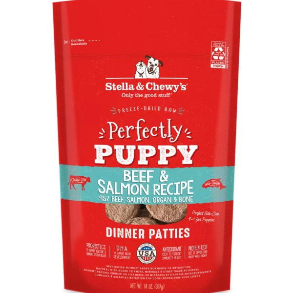 Stella-Chew Freeze-Dried Raw Dinner Patties Puppy Dry Dog Food - Beef & Salmon