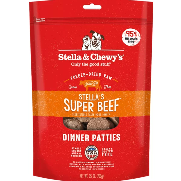 Stella-Chew Freeze-Dried Raw Dinner Patties All Life Stages Dry Dog Food - Super Beef