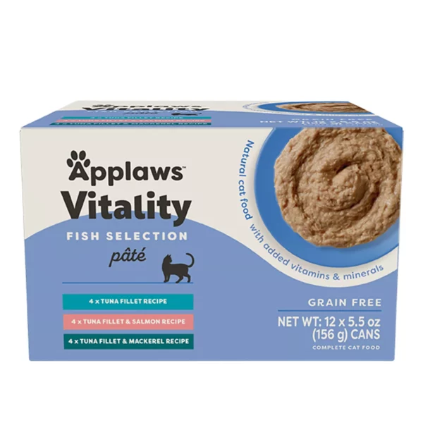 App-l Cat - Adult, Wet Food, Vitality, Pate, Fish Selection, Variety Pack, 12 CT, 66 OZ