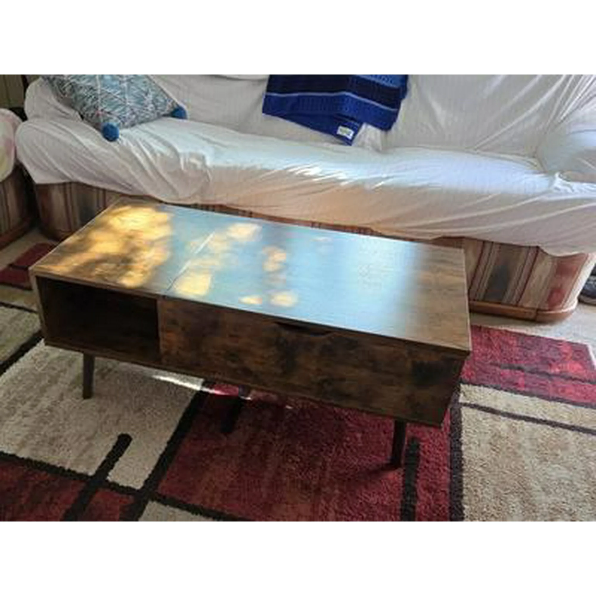 Edx Wooden Lift Top Coffee Table with Hidden Compartments and Adjustable Shelves  for Small Homes, Apartments, Reception Rooms photo review