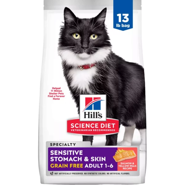 Hil'l-s Sensitive Stomach & Skin Adult Dry Cat Food - Grain Free, Salmon
