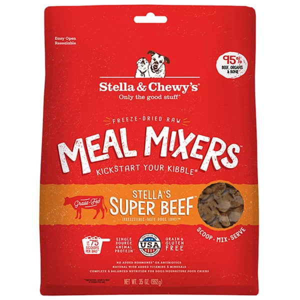 Stella-Chew Freeze-Dried Raw Meal Mixers All Life Stages Dog Food Topper - Super Beef